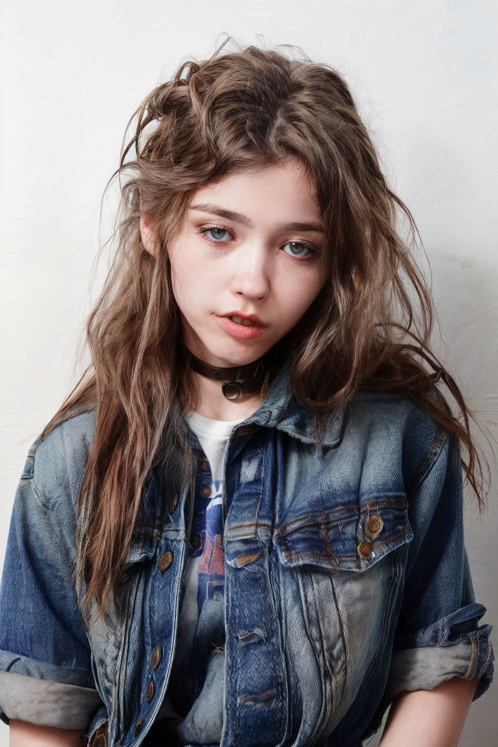 <lora:MilaAzul_v3.0:1.25>
portrait by Chuck Close, 1girl, solo, rule of thirds, perfect compostion, detailed hair and face,
Grunge rebel. Rocking a flannel shirt tied around the waist, ripped denim jeans, and a band T-shirt. Completed with combat boots, layered choker necklaces, and disheveled hair, emanating the edgy and nonchalant spirit of '90s grunge.
close-up shots of faces, highly detailed, natural lighting, <lora:add_detail:1>