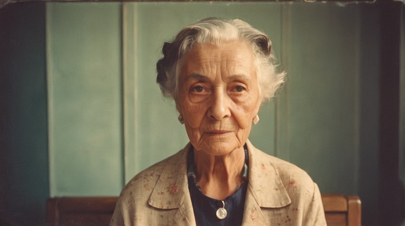 Vintage Photograph, Elderly Woman Portrait, Analog Film, Wearing Time-worn Clothes, 1950s, Soft Lighting, Wrinkled Skin Texture, Simple Background, Rule of Thirds Composition, Visible Grain, Shallow Focus, Amelia Earhar
,analog, AnalogRedmAF,
<lora:AnalogRedmondV2-Analog-AnalogRedmAF:1>