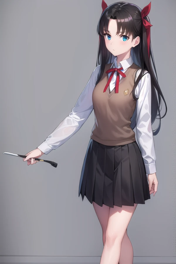 rintohsaka, <lora:rintohsaka-lora-nochekaiser:1>,
rin tohsaka, aqua eyes, (black hair:1.5), hair ribbon, long hair, ribbon, sidelocks, two side up, (parted bangs:1.5),
BREAK (brown sweater vest:1.2), collared shirt, homurahara academy school uniform, neck ribbon, red ribbon, ribbon, school uniform, shirt, sweater vest, white shirt,
BREAK indoors, classroom,
BREAK looking at viewer, cowboy shot, (full body:1.5),
BREAK <lyco:GoodHands-beta2:1>, (masterpiece:1.2), best quality, high resolution, unity 8k wallpaper, (illustration:0.8), (beautiful detailed eyes:1.6), extremely detailed face, perfect lighting, extremely detailed CG, (perfect hands, perfect anatomy),