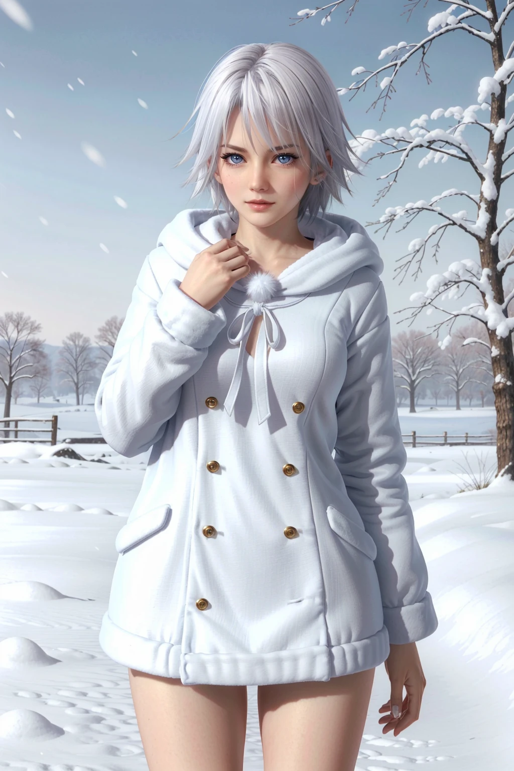 (masterpiece, best quality:1.3)
<lora:DOAChristie:0.8>
DOAChristie, 1girl, solo, short hair, white hair, blue eyes, in a winter wonderland