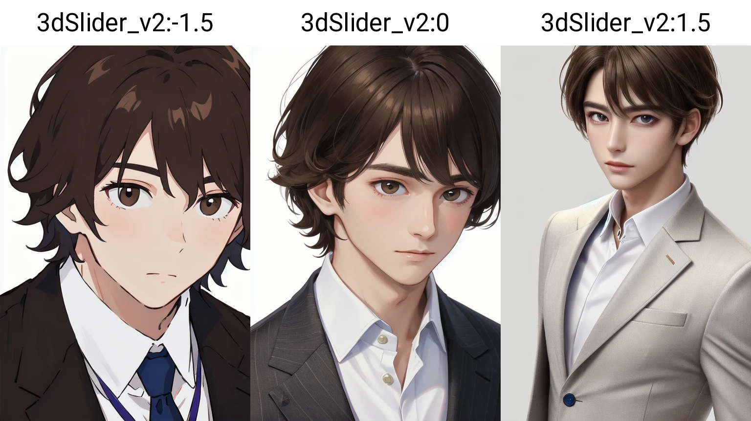 masterpiece,best quality, 1male,<lora:3dSlider_v2:-1.5>,brown hair,short hair,white simple background,business suits,close up
