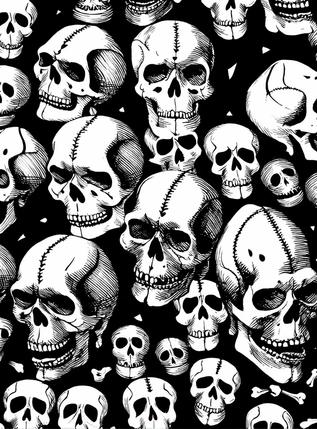 <lora:DD-vntg-artstyle-v1:1> vntg artystyle "vintage" black and white skulls