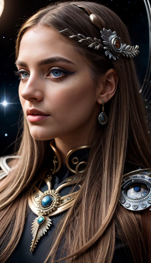 ï¼best qualtiyï¼ultra - detailedï¼Most Best Illustrationï¼Best shadowï¼tmasterpieceï¼A high resolutionï¼professionalartworkï¼famousartworkï¼ï¼Detailed eyesï¼beautidful eyesï¼closeup cleavageï¼sci-fyï¼colored scleraï¼Robot eyesï¼face markingsï¼Tattooed withï¼ï¼fractalizedï¼Fractal eyesï¼ï¼largeeyesï¼Wide eyesï¼ï¼Eye focusï¼ï¼sface focusï¼Cosmic eyesï¼Space eyesï¼Close-up of metal sculpture of a woman with a moon in her hairï¼goddesãextremly high detailï¼3 d goddess portraitï¼Extremely detailed footage of the goddessï¼a stunning portrait of a goddessï¼Side image of the goddessï¼portrait of a beautiful goddessï¼Full body close-up portrait of the goddessï¼hecate goddessï¼portrait of a norse moon goddessï¼goddess of space and time