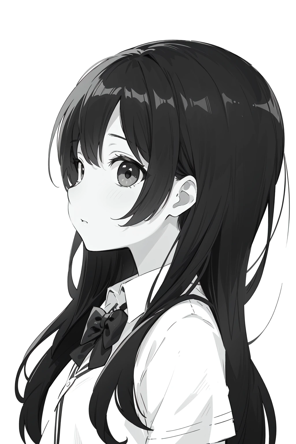 create an anime, like from anime tv, very serious anime, black and white color