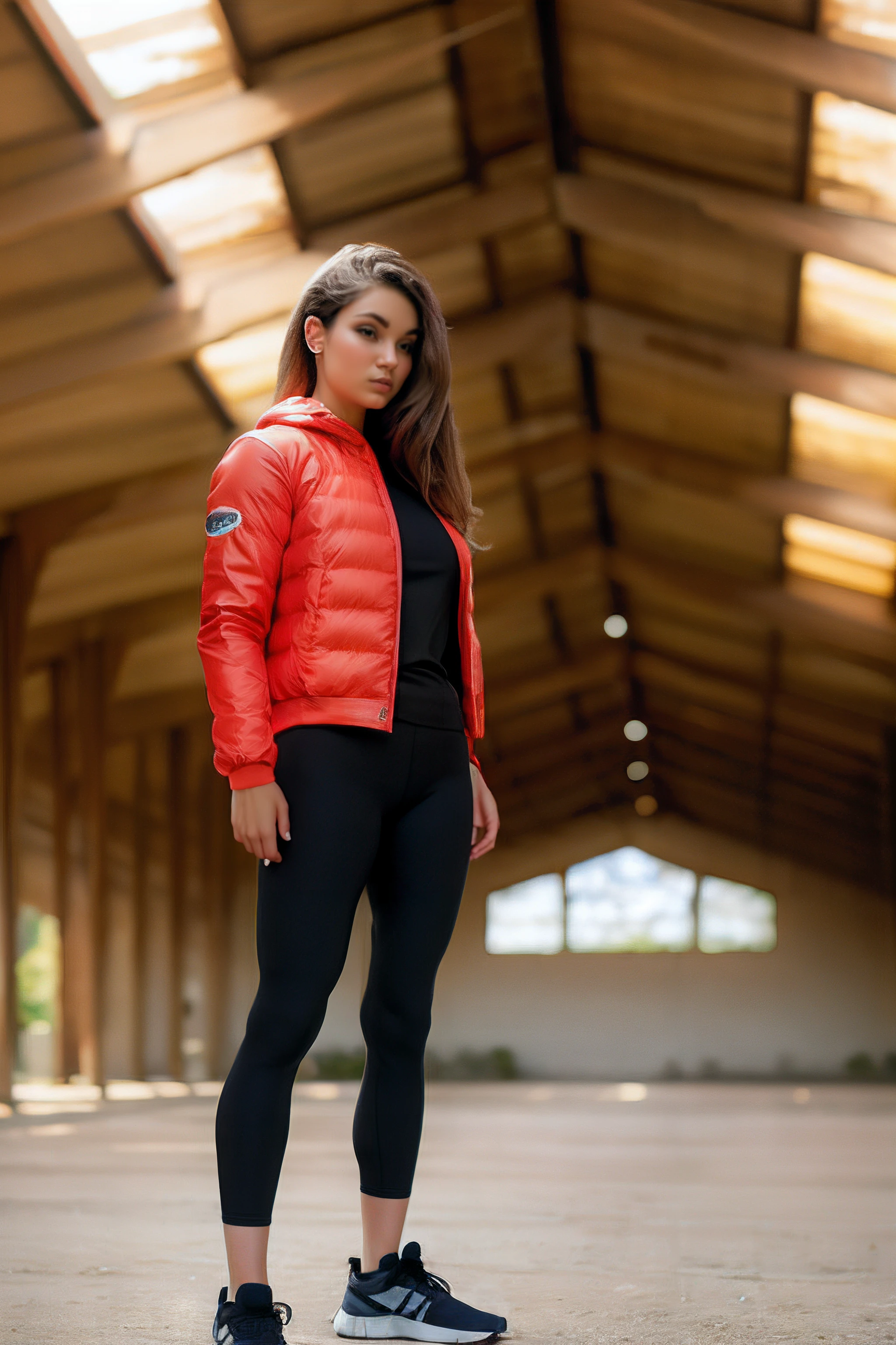 gym,inside
faith photodromm,   dawn jacket, yoga pants,  standing,
<lora:ftphd_v1:1>