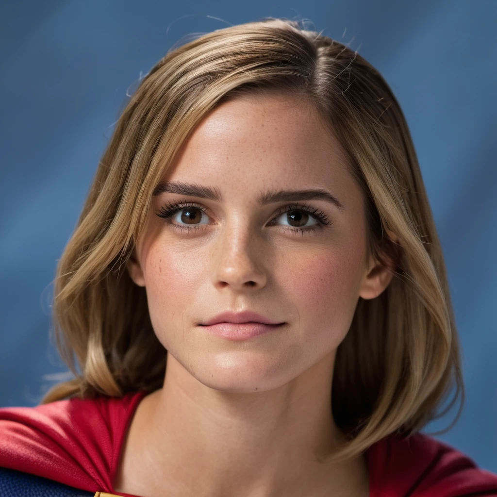 Photo of a hollywood actress dressed as Supergirl, (glossy wet lips), Nikon Z9, skin texture visible, (sharp focus), (high quality), (symmetric:0.3)