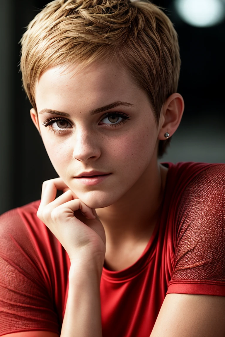 photo of beautiful (3mwatson2010:0.99), a woman in a (movie premiere gala:1.1), short pixie hairstyle, wearing (sexy red compression shirt:1.1), ((Shironuri:1.1)), modelshoot style, (extremely detailed CG unity 8k wallpaper), professional majestic (photography by massimo vitali:1.1), (Pentax K1000 Camera), 24mm, exposure blend, hdr, faded, extremely intricate, High (Detail:1.1), Sharp focus, dramatic, soft cinematic light, (looking at viewer), (detailed pupils), (upper body), 24mm, 4k textures, soft cinematic light, adobe lightroom, photolab, elegant, ((((cinematic look)))), soothing tones, insane details, hyperdetailed, low contrast