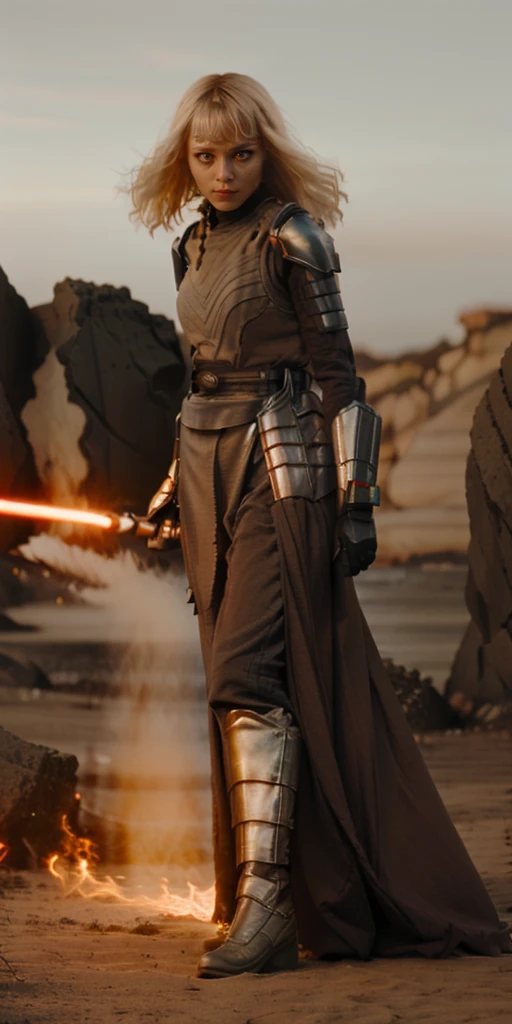 <lora:shtyocta-05:1>,shtyocta angry and beauty skinny woman dressed in sthoutfit, on lava, blond hair, holding lightsaber, sexy fighting stand <lora:sthoutfitV2:0.7> looking at cameraman