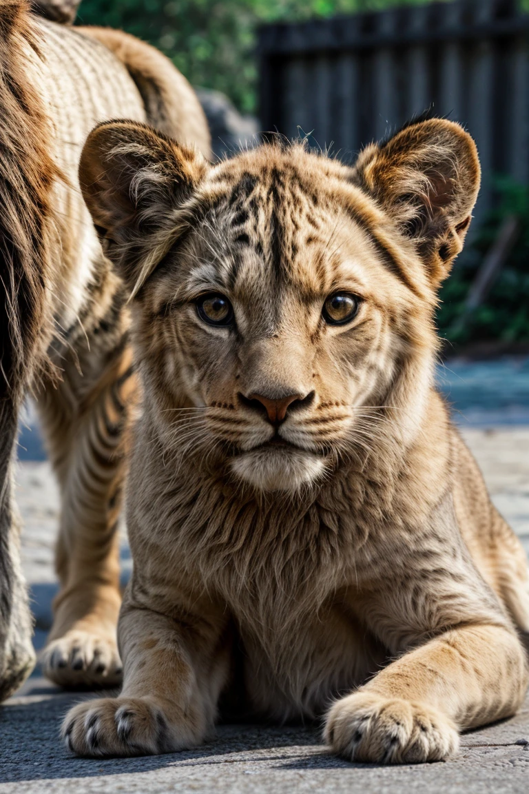 RAW photo, Fuji X-T20, high quality, a cute baby lion, lion cub
