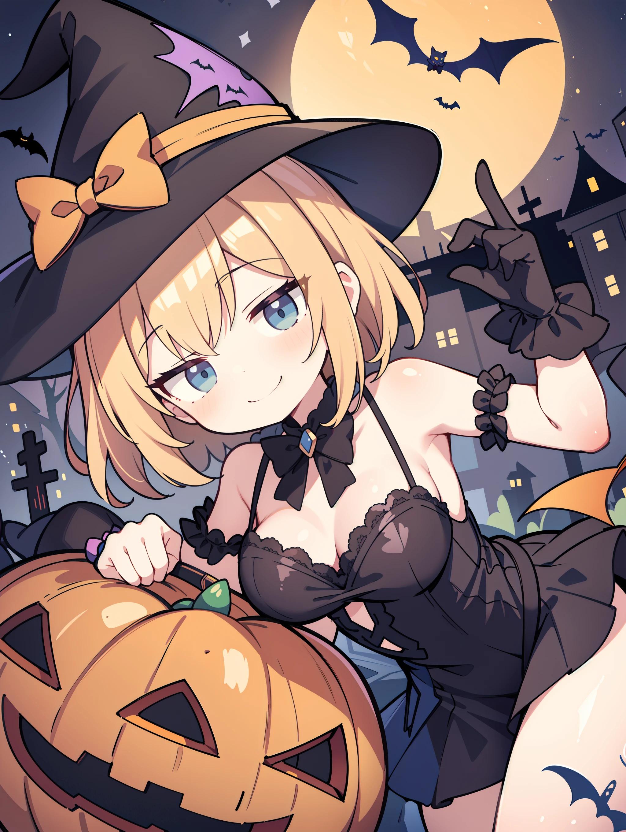 Halloween loIita, dynamic angle, smirk
