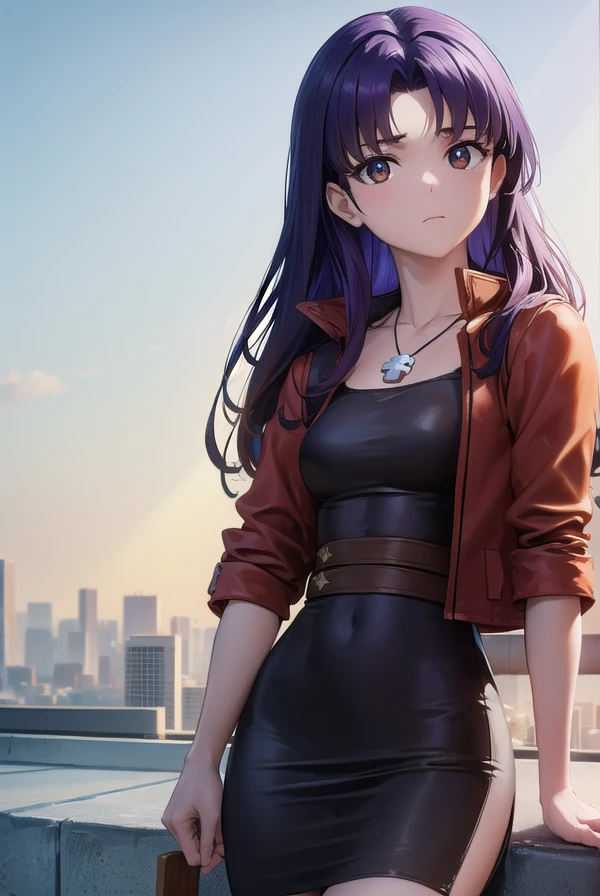 misatokatsuragi, <lora:misatokatsuragi-lora-nochekaiser:1>,
misato katsuragi, long hair, (brown eyes:1.5), blue hair, (purple hair:1.2),
BREAK dress, jacket, earrings, boots, necklace, black dress, high heels, short dress, (red jacket:1.5), watch, wristwatch, cross necklace,
BREAK outdoors, city,
BREAK looking at viewer, (cowboy shot:1.5),
BREAK <lyco:GoodHands-beta2:1>, (masterpiece:1.2), best quality, high resolution, unity 8k wallpaper, (illustration:0.8), (beautiful detailed eyes:1.6), extremely detailed face, perfect lighting, extremely detailed CG, (perfect hands, perfect anatomy),