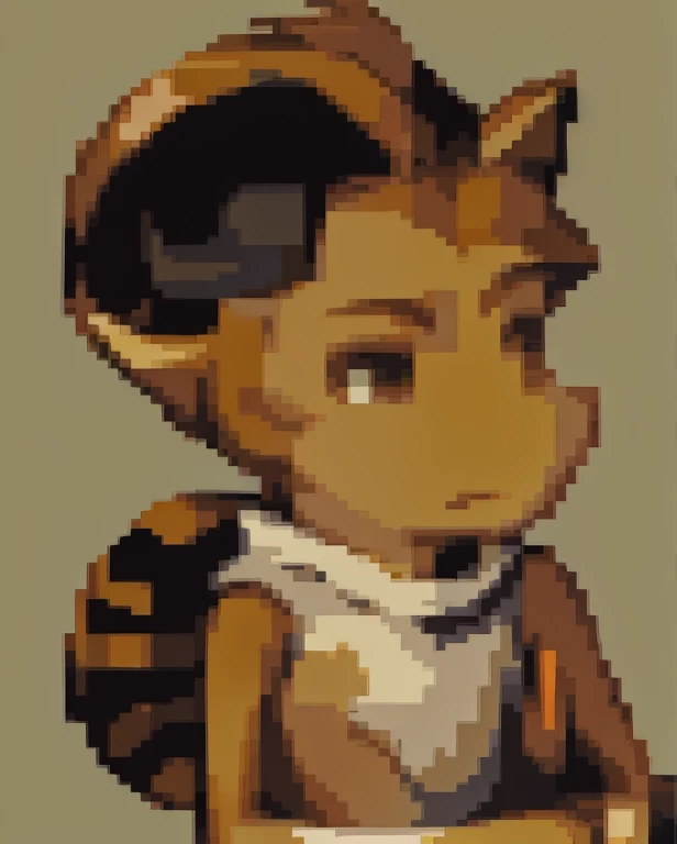 <lora:Final Fantasy Tactics Portraits V1:0.95> final_fantasy_tactics_portrait, pale orange background, no_nose, portrait, <lora:rigby-v1B:1> rigby, animal nose, animal ears, tail, anthro, solo, snout, black eyes, male, furry male, raccoon boy, furry, feet, barefoot, 1boy