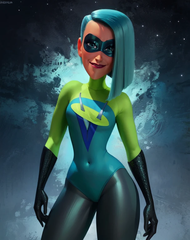 Voyd,blue hair , blue eyes , short hair, lips, hips,
domino mask, bodysuit, skin tight, covered navel, gloves, smile,
standing, upper body, blue portals,
stars, cruise ship,
(insanely detailed, beautiful detailed face,beautiful detailed eyes, masterpiece, best quality) solo, <lora:Voyd-10v6:0.9>