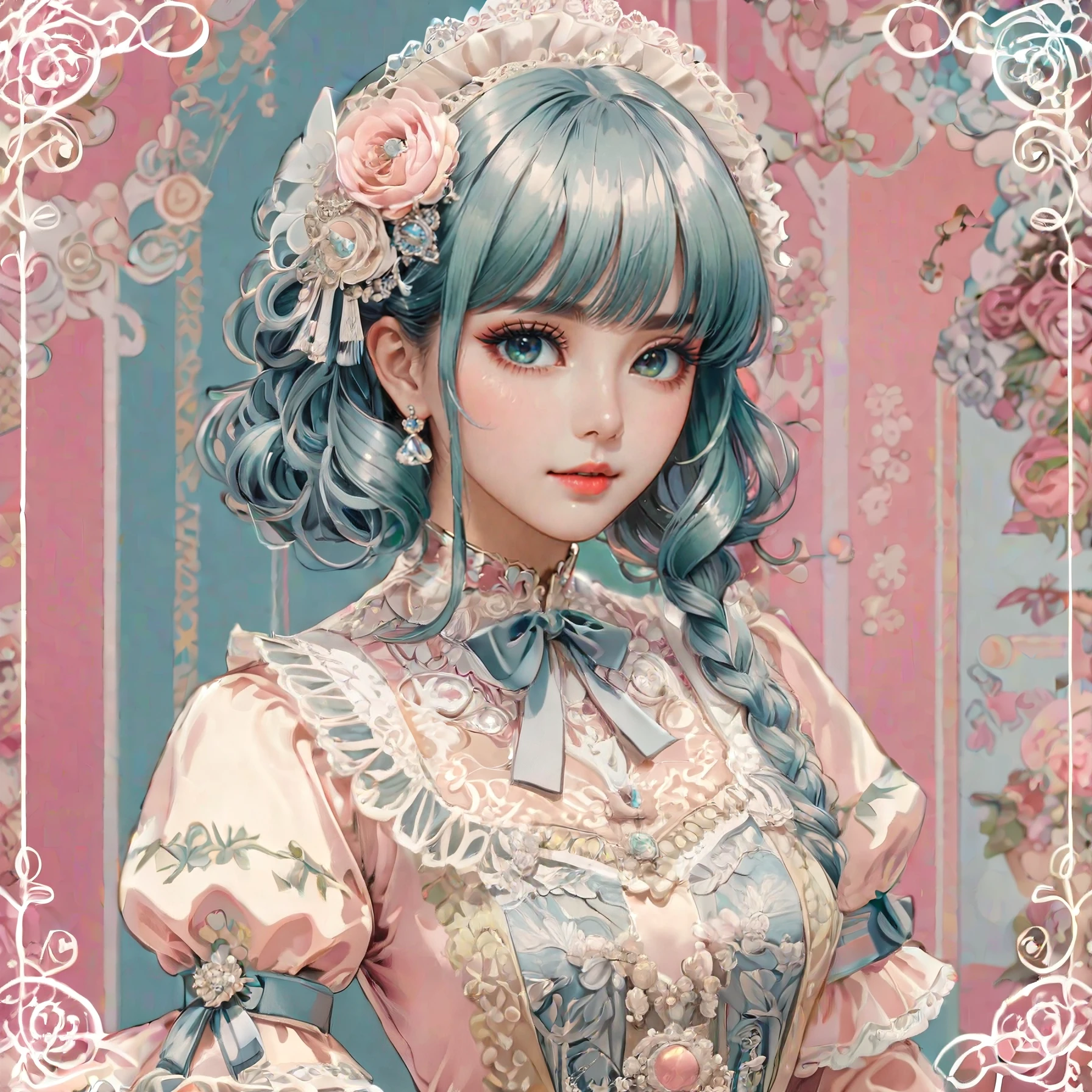 SweetHarajuku_LoRA, A *censored* fashionista with a whimsical, enigmatic gaze, wearing a high-tech *censored* outfit, turns her head to reveal an intricate lace collar. Rendered as a highly detailed digital illustration with a *censored*-inspired color palette, capturing the essence of renowned *censored* fashion designers' works. (full body shot), <lora:SweetHarajuku_LoRA:1.0>