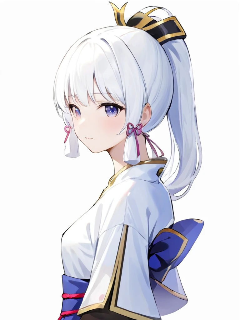 <lora:Kamisato Ayakax_xl:0.8>,(\shen li ling hua\),1girl,ponytailï¼White background,