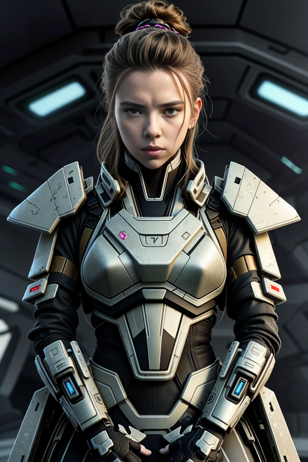 1girl in a futuristic spaceship, long hair, epic apex legends concept art, trending over at artstation, (symmetry:1.21) (portrait of scarlett johansson in a hazmat suit:1.1) horizon zero dawn machine parts embedded, intricate, elegant, highly detailed, digital painting, artstation, concept art, smooth, sharp focus, illustration, art by artgerm and greg rutkowski and alphonse mucha, beautiful young japanese cyberpunk samurai goddess woman full face bikini portrait in <lora:hadestyle_v2:1>