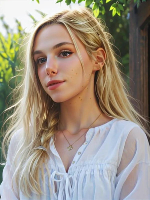 gquality, <lora:marzia:1> 1girl, blonde hair, outdoor, backlighting