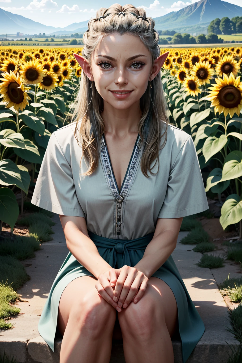 ( masterpiece, best quality, highres:1.3)
<lora:BGJaheira-000002:0.8>
BGJaheira, 1girl, solo, pointy ears, sitting in a sunflower field, smiling, sunlight