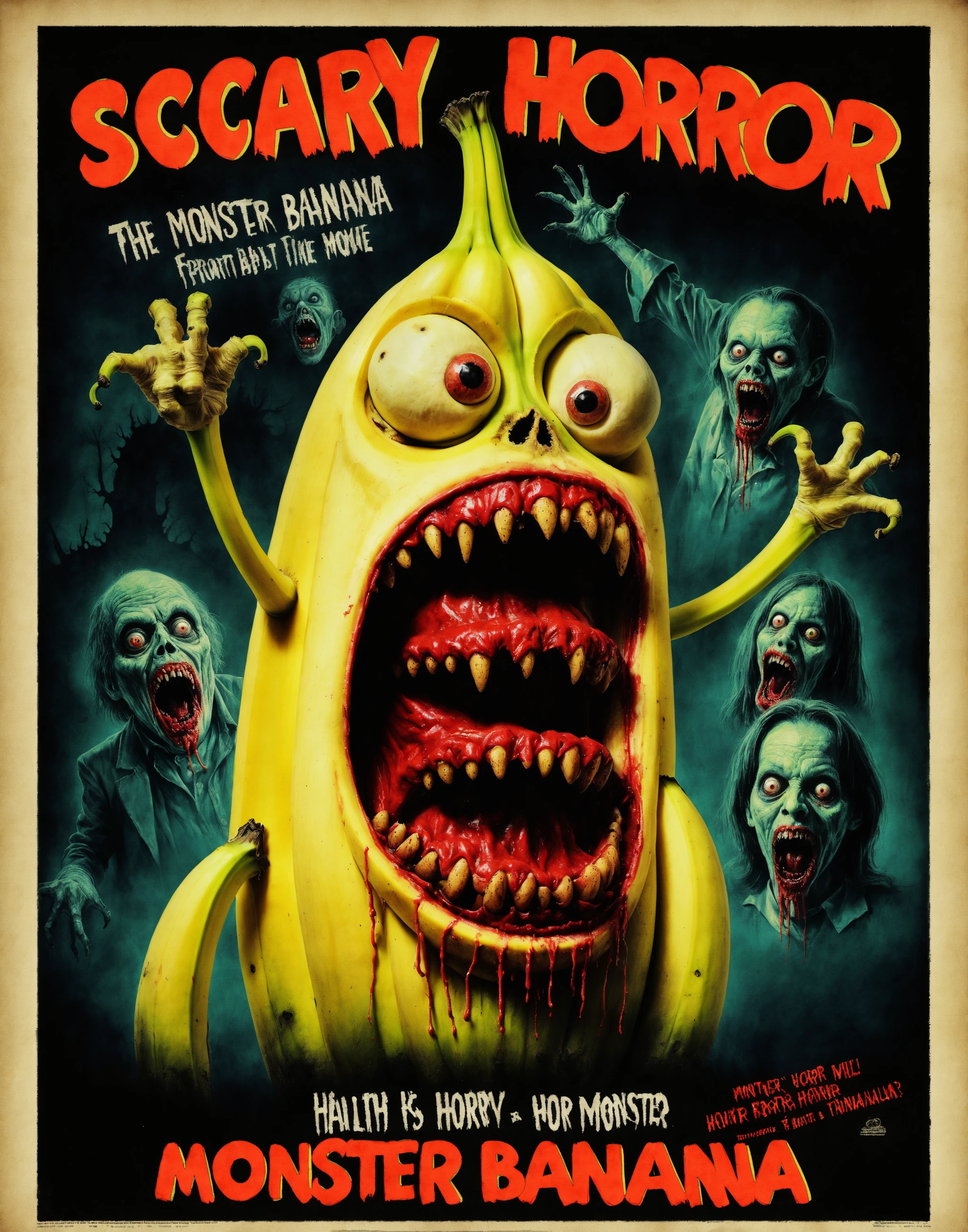 wzdry poster with text 'Teletubbies', depicting a scary spooky bloody insane realistic (Teletubbie:0.6) from a 70s horror movie poster, dark background, black background
<lora:wzdry:1>