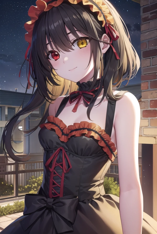 kurumitokisaki, <lora:kurumitokisaki-lora-nochekaiser:1>, 
tokisaki kurumi, clock eyes, black hair, twintails, (red eyes:1.5), (yellow eyes:1.5), (heterochromia:1.5), (small breast:1.3), smile,
BREAK hairband, dress, bow, ribbon, (gothic fashion:1.5), gothic,
BREAK outdoors, city, night, sky, star \(sky\),
BREAK looking at viewer, (cowboy shot:1.5),
BREAK <lyco:GoodHands-beta2:1>, (masterpiece:1.2), best quality, high resolution, unity 8k wallpaper, (illustration:0.8), (beautiful detailed eyes:1.6), extremely detailed face, perfect lighting, extremely detailed CG, (perfect hands, perfect anatomy),
