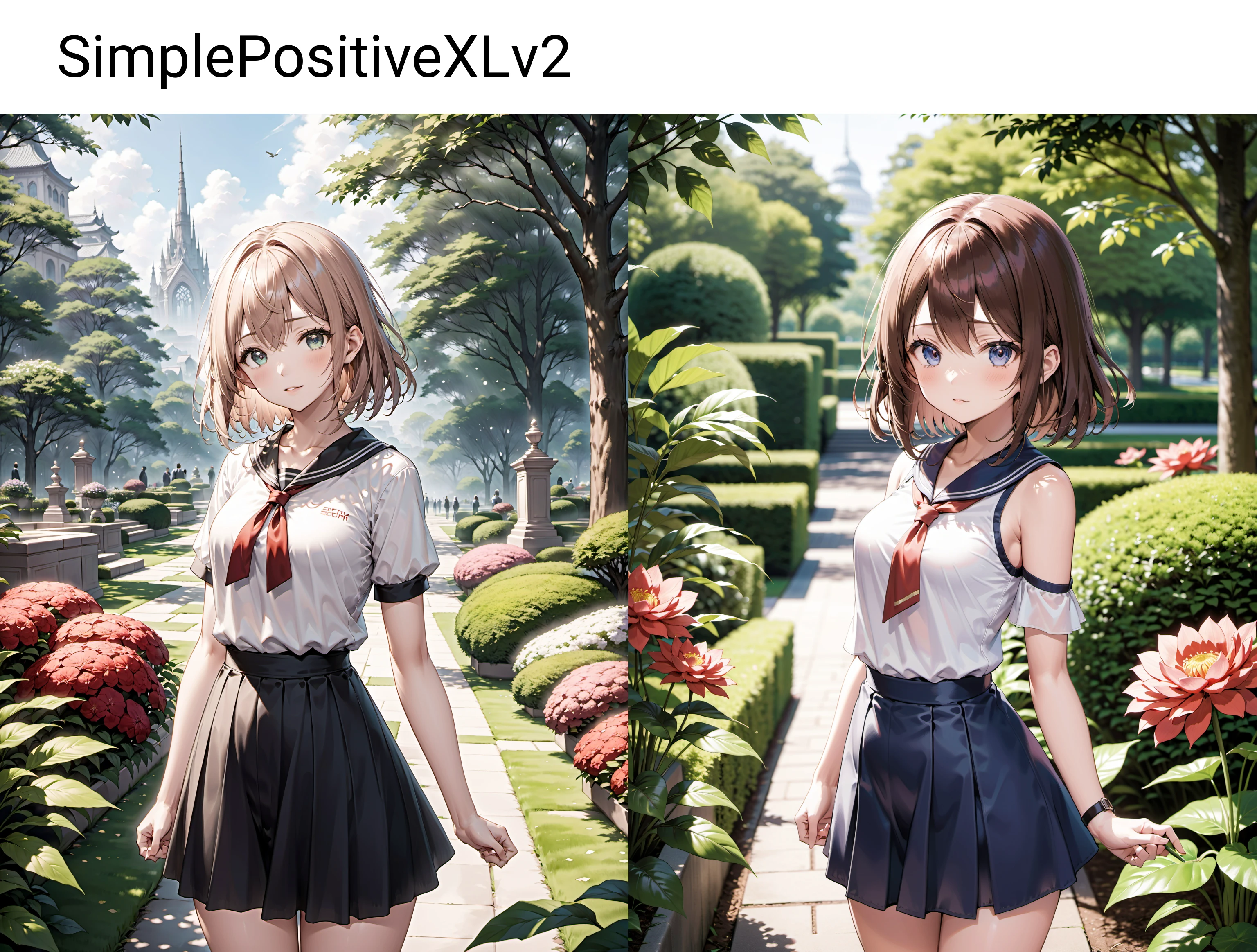 (SimplePositiveXLv2:0.55),anime 1girl,look at viewer,botanical garden,