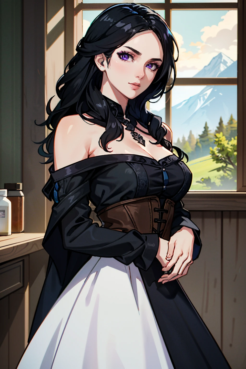 ( masterpiece, best quality, highres:1.3)
WitcherYennefer, 1girl, solo, black hair, purple eyes, gown
<lora:WitcherYennefer-000005:0.8>