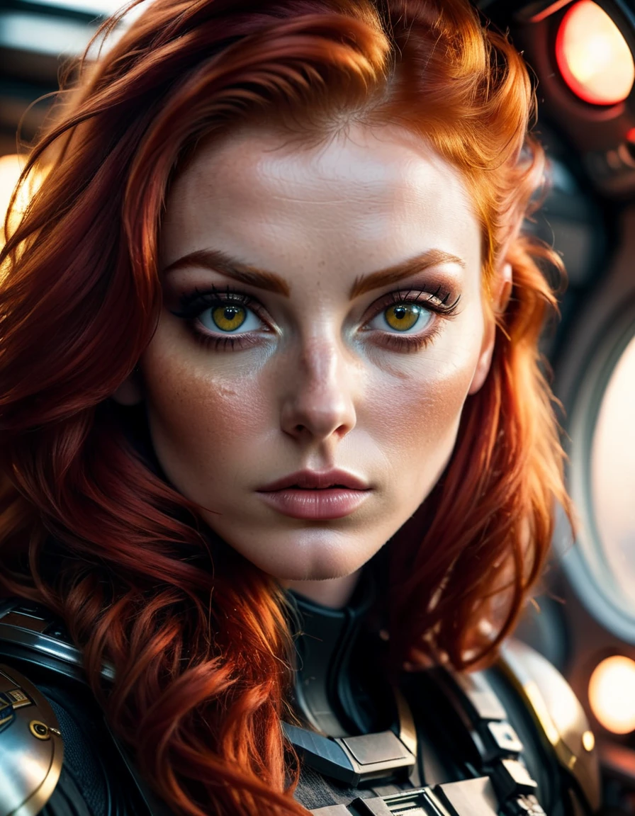 (atompunkstylesd15:1.2) (sharp focus:1.2), portrait, up (close photo:1.2) (beautiful face:1.1), sexy, round cheeks, upturned nose, (detailed eyes:1.1), (luscious lips:1.1), (large eyes:1.0) (red hair:1.2) (moody lighting:1.2), depth of field, bokeh, 4K, HDR. hyper realistic, realistic eyes, up close, (absurd res:1.1), beautiful lighting, sunlight, space explorer, adventurer of space, realistic,