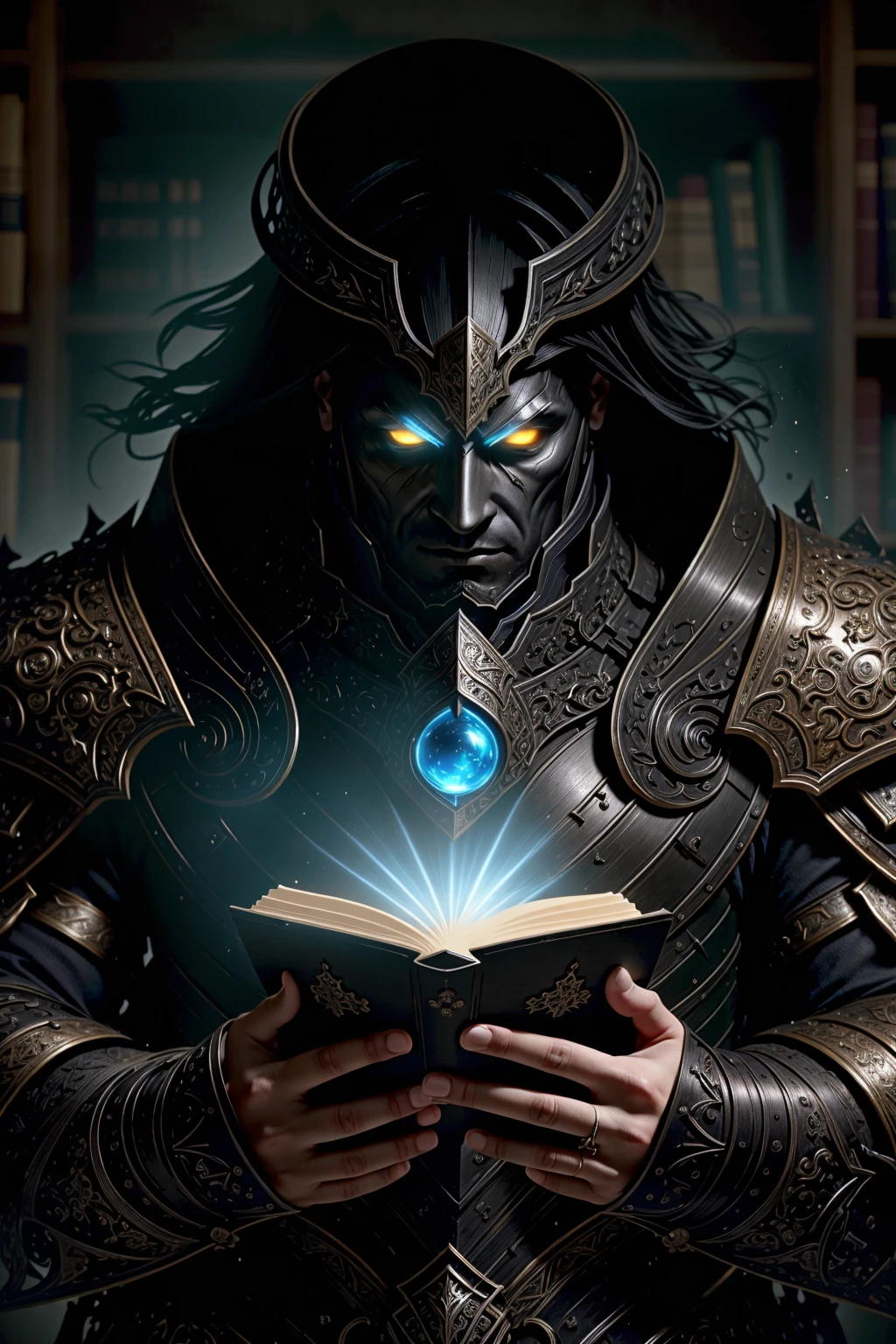 <lora:hadesarmor_v5:1> hadesarmor
masterpiece, highly detailed photorealistic 8k raw photo, best quality, surround volumetric lighting and shadows
a man in hadesblackarmor
haunted library background