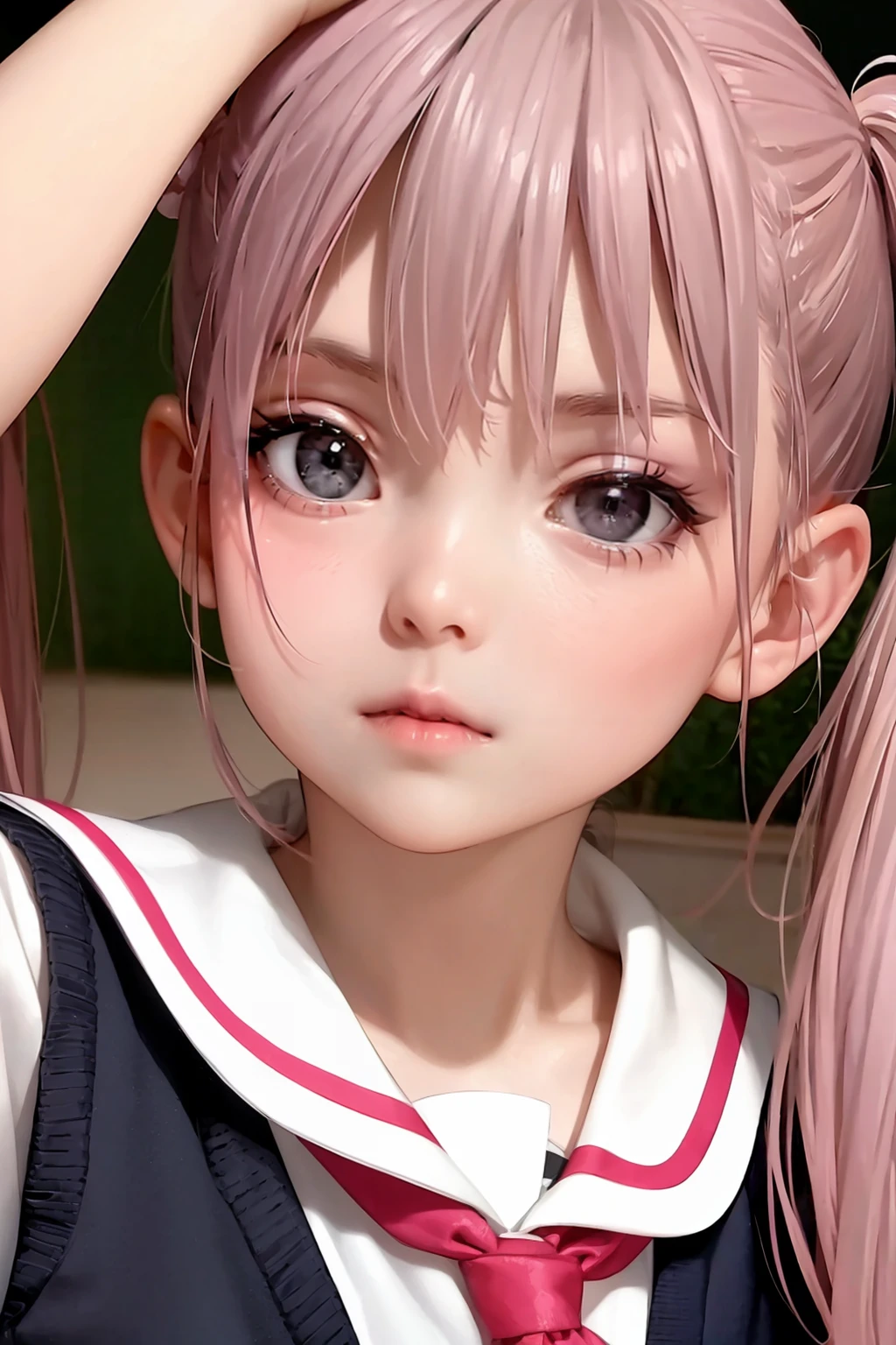masterpiece, best quality, <lora:yc:0.5>, <lora:as109:0.5>,1girl,pink hair,long hai,twintails, school uniform, close-up