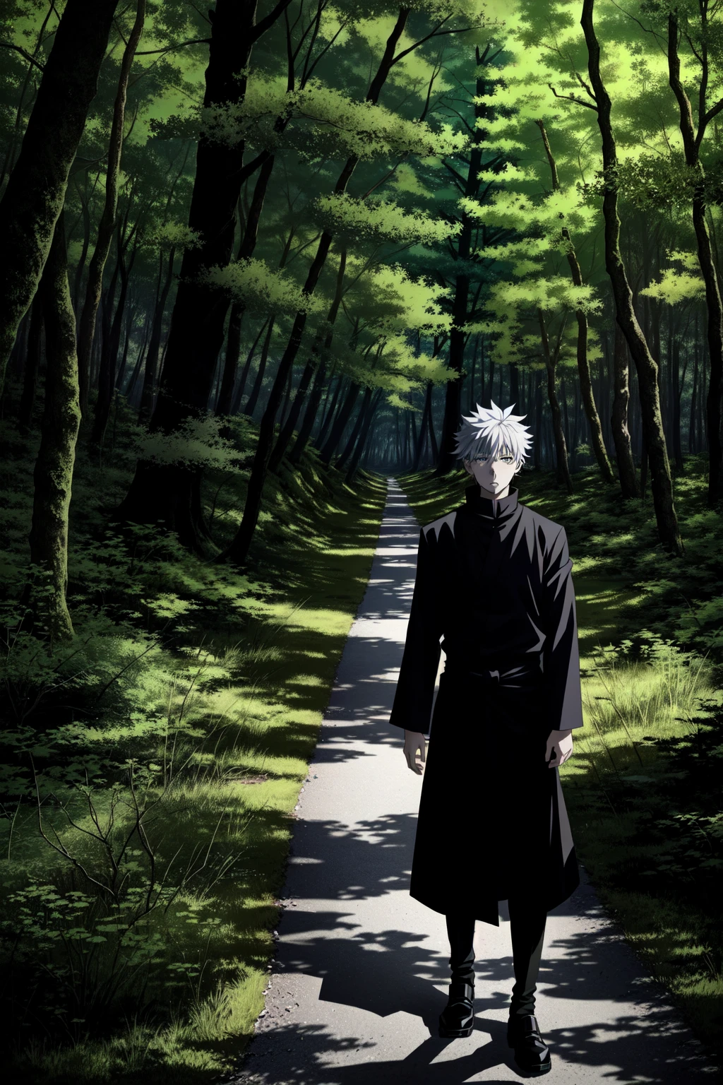 masterpiece of anime, best cinema quality, volumetric lighting and shadows
1boy, Yuji Itadori from jujutsu kaisen, Gege Akutami style
forest background