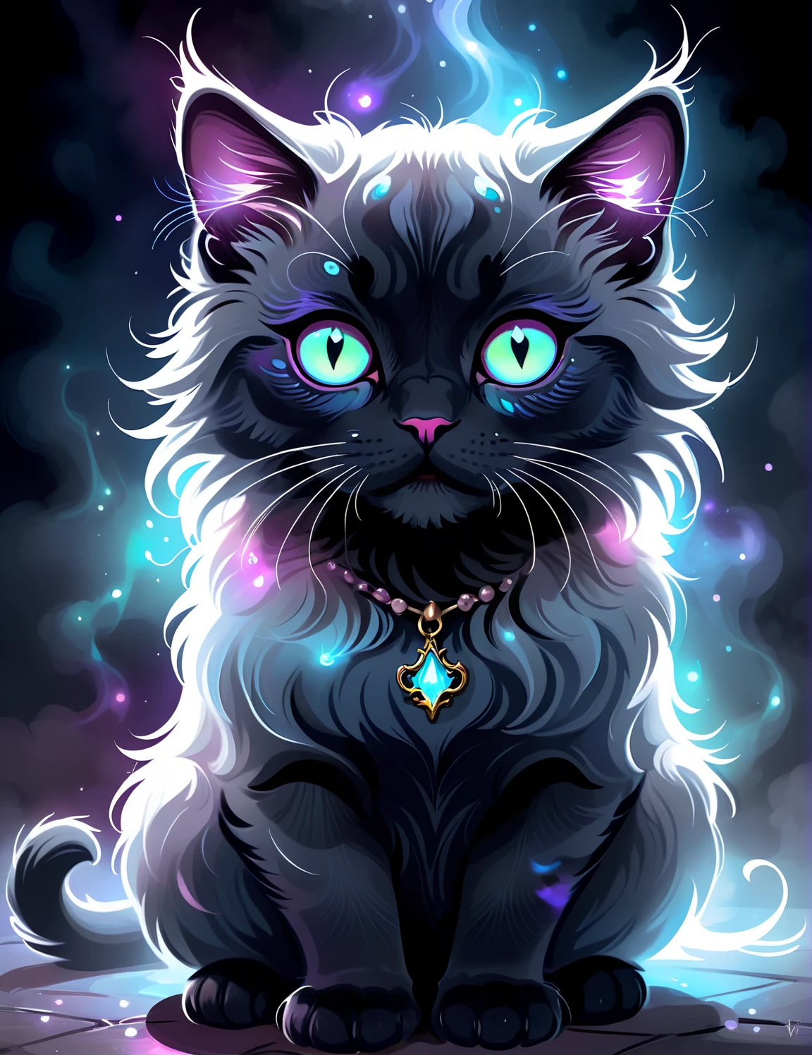 photo, portrait, spooky digital art, Eerie ghostly kitten, spectral, playful, digital art, midnight mist, glowing phantom eyes, super cute, semi-transparent ethereal fur, glowing strands of fur, a spectral cat, adorable   <lora:CuteCombine1:0.4> VCuteStyle