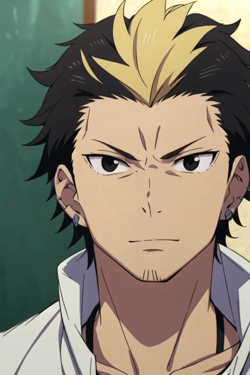 masterpiece, best quality, sketch, 1boy, solo, male focus, looking at viewer, , depth of field, , , <lora:ryuuji_suguro:0.66>, ryuuji_suguro, blonde hair, black eyes, multicolored hair, two-tone hair, black hair