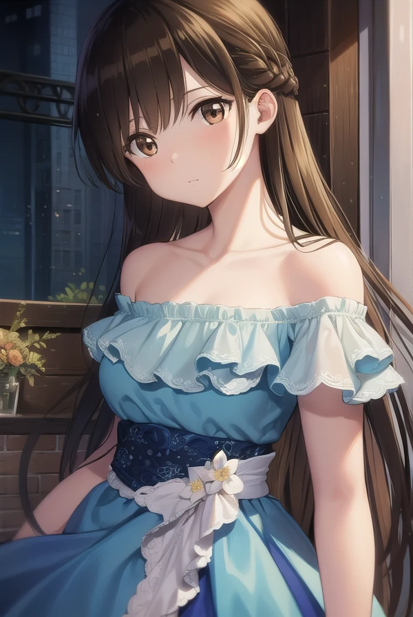 mizuharachizuru, <lora:chizuruichinosepopochichi-lora-nochekaiser:1>,
chizuru ichinose popochichi, long hair, brown hair, (brown eyes:1.7), (one side up:1.5), bangs, braid, hair braid,
BREAK bare shoulders, dress, strapless dress, strapless, short sleeves, blue dress, skirt, blue skirt,
BREAK outdoors, city,
BREAK looking at viewer, (cowboy shot:1.5),
BREAK <lyco:GoodHands-beta2:1>, (masterpiece:1.2), best quality, high resolution, unity 8k wallpaper, (illustration:0.8), (beautiful detailed eyes:1.6), extremely detailed face, perfect lighting, extremely detailed CG, (perfect hands, perfect anatomy),