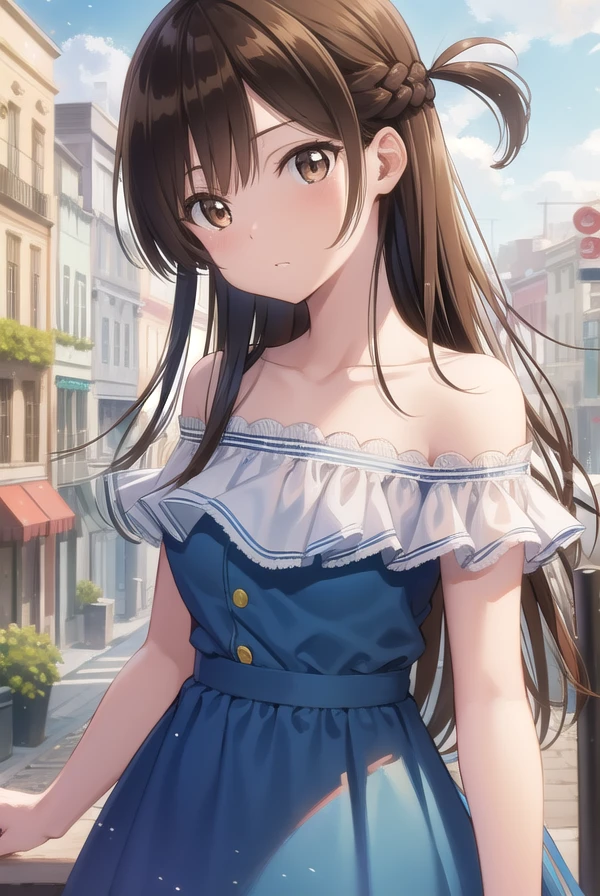 (masterpiece, 4k ,ultra detailed:1.2),(beautiful face:1.2),(anime:1.2),illustration,(solo:1.2),(looking at viewer:1.4),portrait,(supermodel:1.3),(blue school uniform:1.3),(red hair),13yo,(simple choker:1.1),(yellow panties),(string,abs,smartphone,child,small breasts,petite:1.1),(sfw,nipple,flat chest,un dress,:1.4),(from below),(full body:1.2),(flower hair ornament)