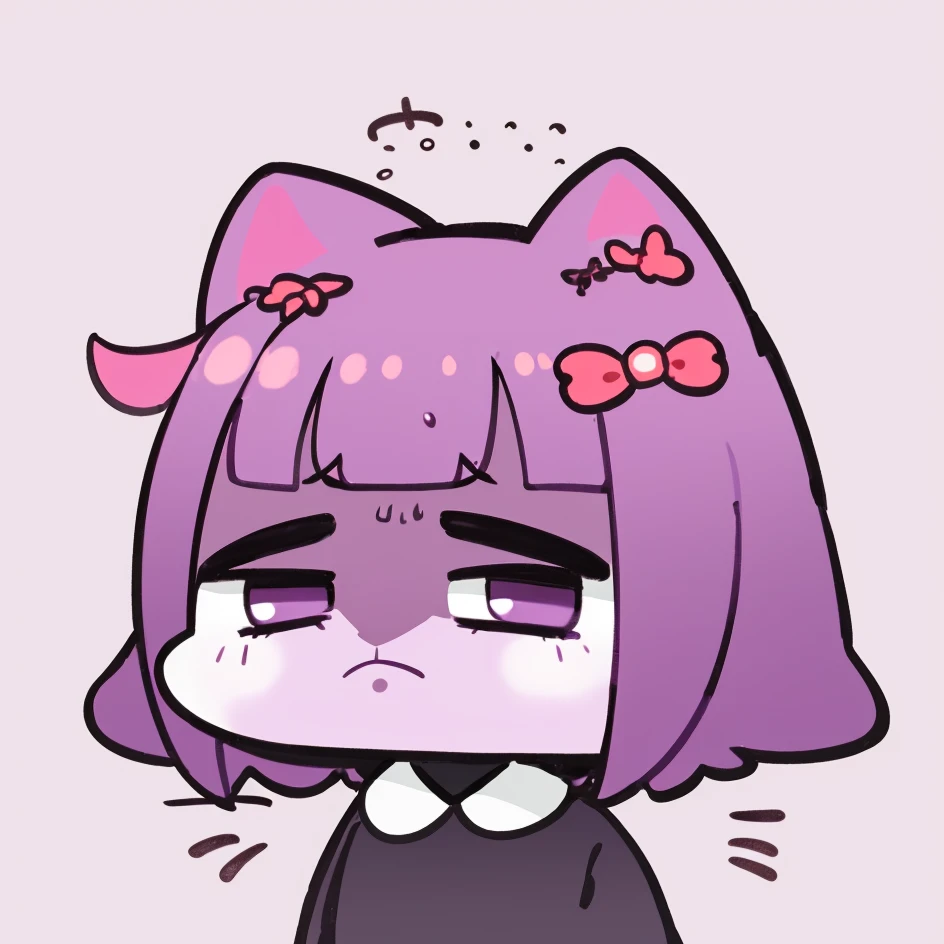 master, chief 1girl, pink hair,cat ears, twitch emote, cartoon, chibi, <lora:TwitchEmotes:0.8>, white background, sticker, (crying:1.3)