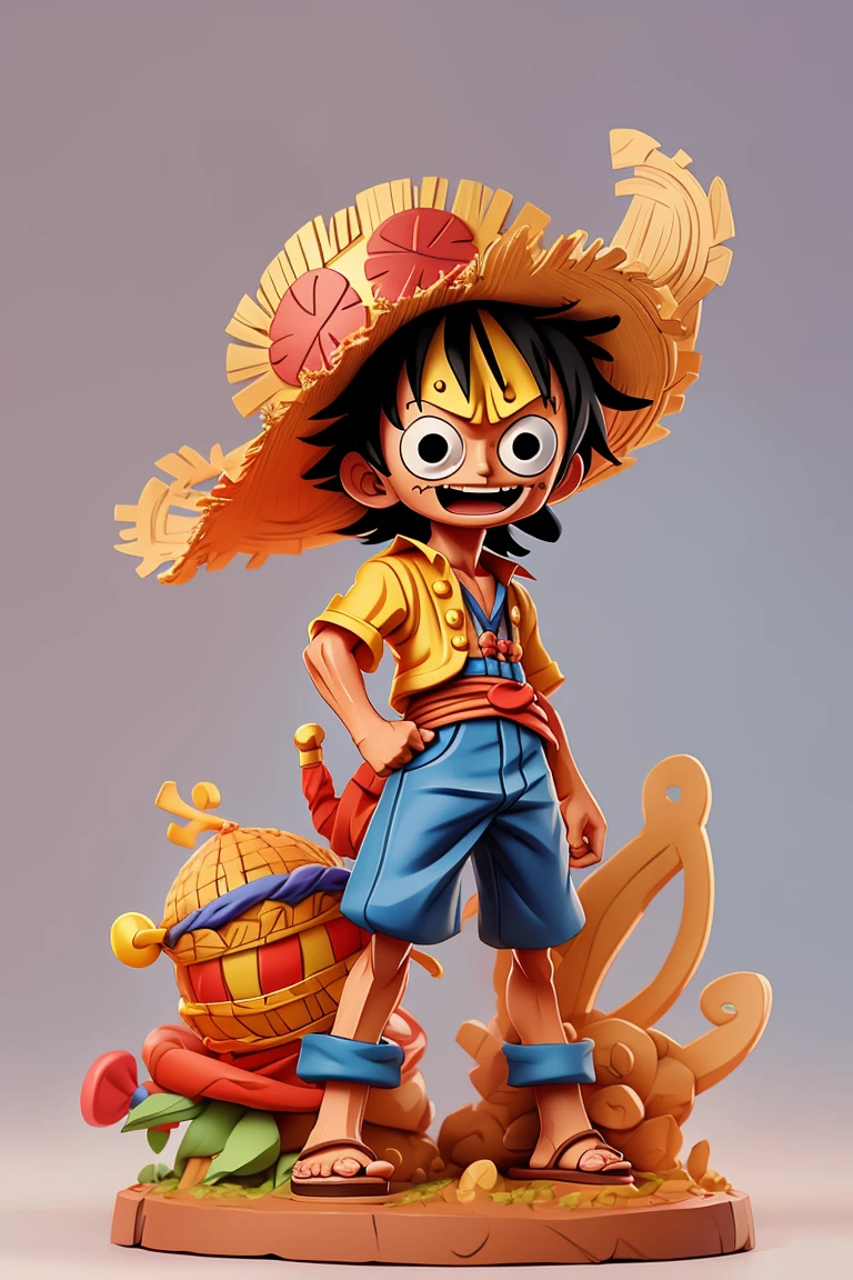 Masterpiece, One Piece Luffy, cute Q version,solo,cute,3D