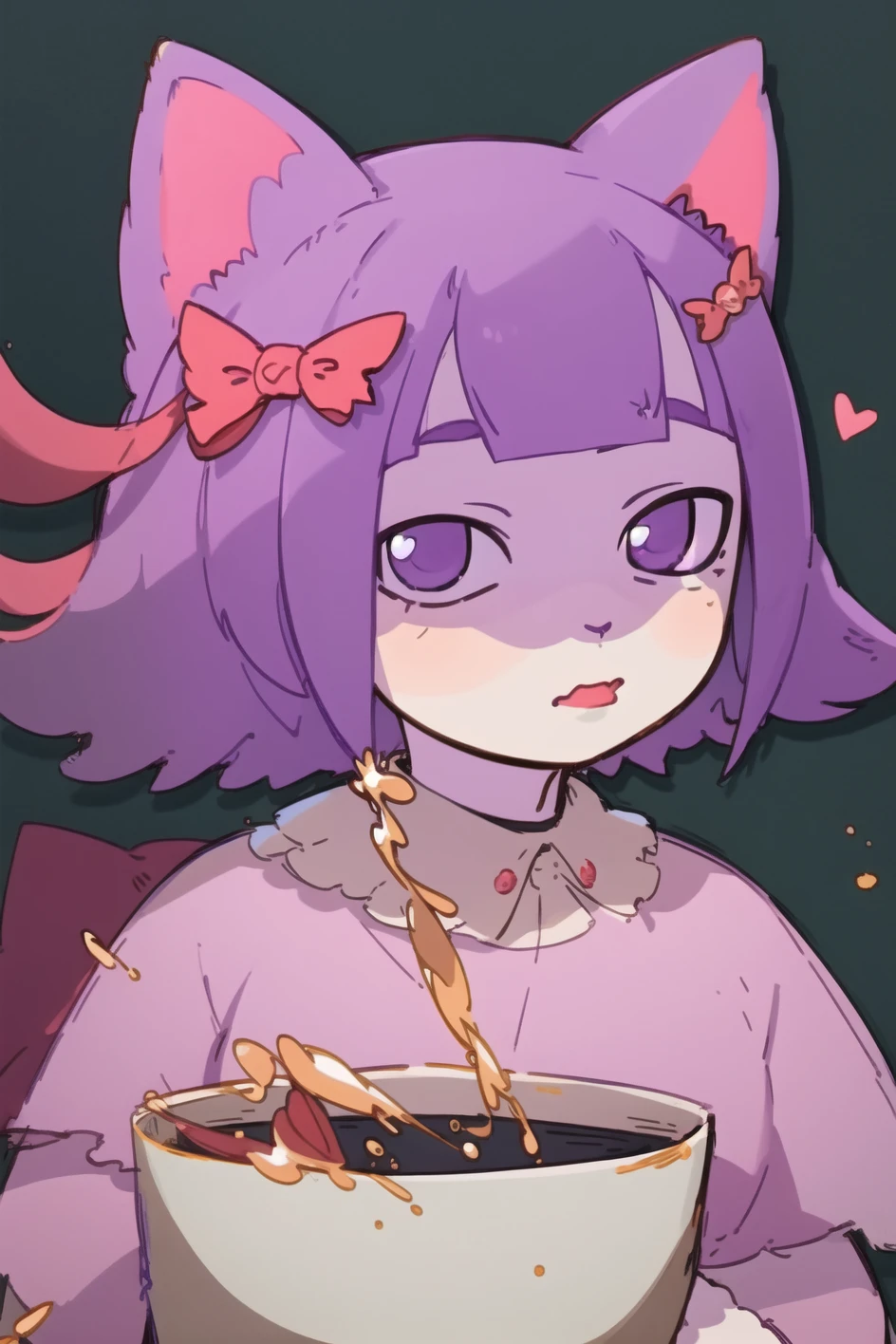 masterpiece, highest quality, best quality, 1girl, solo, looking at viewer,
masunya, cat ears, (purple skin color:1.1), (red hair bow:1.1), highly detailed, <lora:Masunya__masyunya_civitai_train:1> <lora:my_LoRA_masunya_v3:0.4>
fumo, <lora:fumo_v10:0.7>
LS, CHROMATIC ABERRATION, <lyco:lazy_square_v5-000015:0.65>