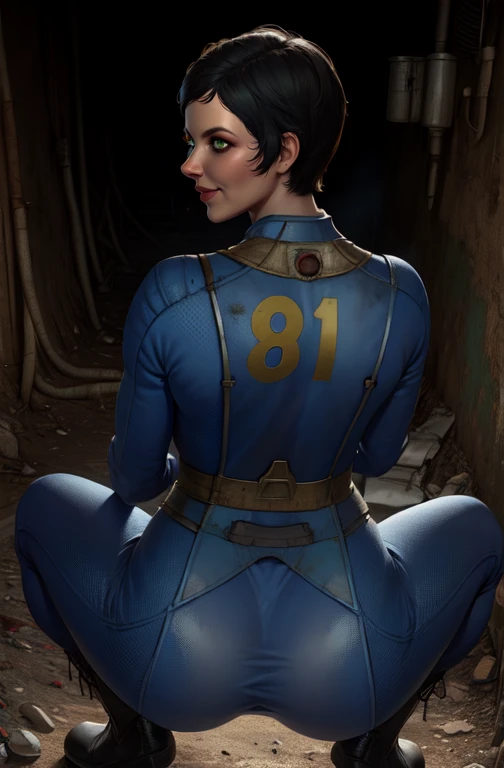 curie, short hair, black hair, green eyes, smile, looking back,
(insanely detailed, beautiful detailed face, masterpiece, best quality), <lora:curie:0.8>