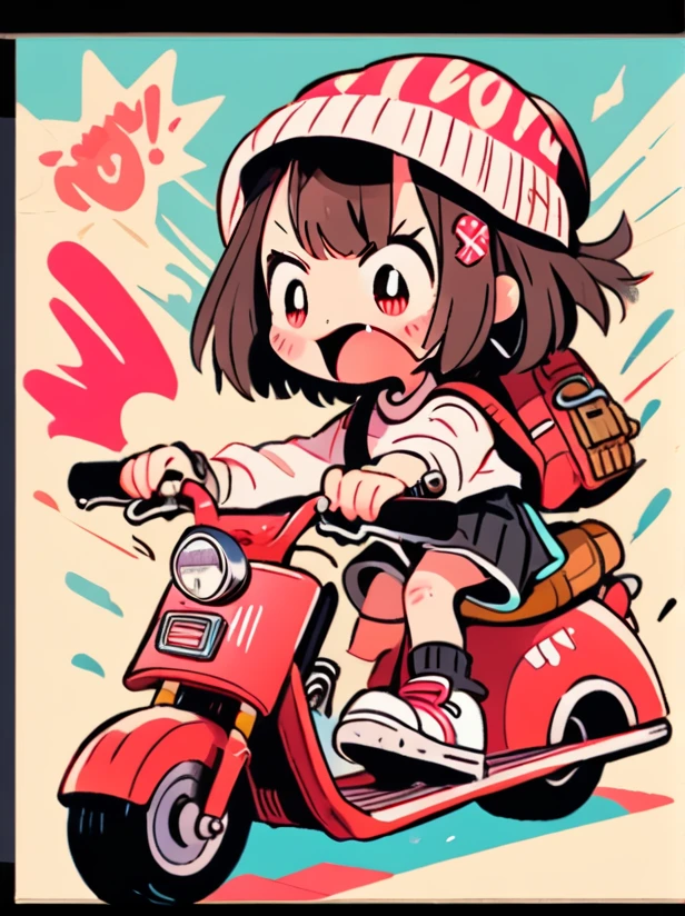 masterpiece, best quality,
cute doodle, 1girl, ground vehicle, backpack, motor vehicle, shorts, open mouth, hat, black shorts, shoes, bag, hair ornament, shirt, hairclip, solo, blush, white shirt, long sleeves, red eyes, sneakers, short hair, black hair, brown hair
<lora:cutedoodle_XL-000012:0.8>