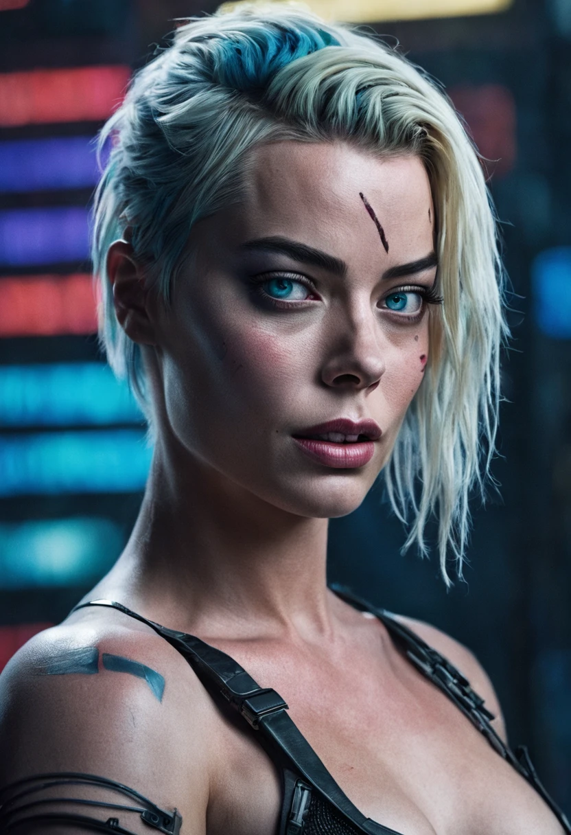 ((margot robbie)) as a cyberpunk netrunner, portrait, cyberpunk, synthwave, drive, shadowrun, blade runner, neon tokyo, ((3d render)), high quality, masterpiece, intricate detail