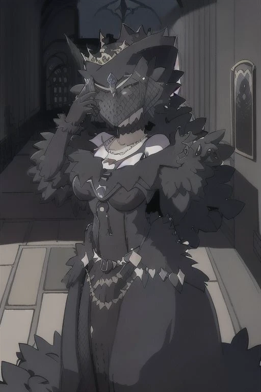 fullbody ,pose , Gremory,pose, dark A-line dress, a veil that covers most of her face, faux fur wrap shawl on her shoulder, black glove, hat with crown ,necklace ,choker , moonlight, masterpiece, best quality,<lora:2R 12E CosineRestart Animefullpruned Locon Lycoris:0.4> , indoor, castle , (looking at viewer:1.5), center of the picture, night, moon, moonlight
