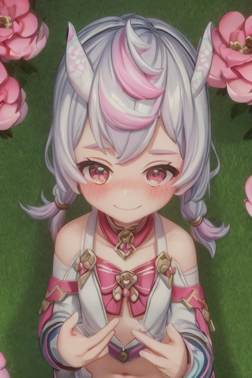 (masterpiece), (best quality), (detailed background, best lighting), ultra-detailed, highly detailed, (((blush))), shy, solo, (happy), (smile), pov navel, barefoot, , <lora:add_detail:0.8>,
<BRAKE>
lying on the grass, (colorful flowers), shadow, sunlight, warm, side lighting,
<BRAKE>
black dress, short sleeve, (off shoulder dress),
(mels), <lora:0_GI_Mels_All_In_One_Rev_SD15_00_001:1>