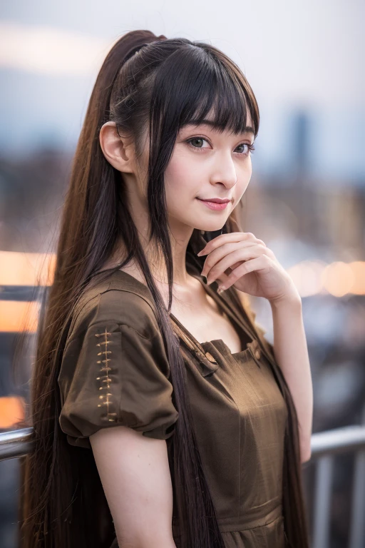 1girl, (wearing a cotton dress:1.4),(RAW photo, best quality), (realistic, photo-realistic:1.8), masterpiece, an extremely delicate and beautiful, extremely detailed, 2k wallpaper, Amazing, finely detail, extremely detailed CG unity 8k wallpaper, ultra-detailed, highres, soft light, beautiful detailed girl, extremely detailed eyes and face, beautiful detailed nose, beautiful detailed eyes,(cinematic lighting:0.8),(in the city at night:2.0),perfect anatomy,(slender body:1.8),smiling,(young girl:1.8),(close up:2.0),(look at viewer),(front view:1.4),cinematic angle,(cleavage:0.8),(wavy long hair),(brown eyes:2.0), (standing:2.0),       <lora:hoshimorisana_lora-01:0.8>