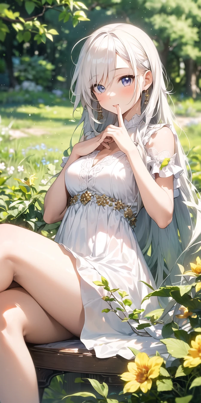 ((No bra, no panties, sheer white one-piece dress with blue roses))Yellow Hair,Yellow Eyes,Carly,Adorable,Teenage Girls,White high heels on her feet,whole body,Fingers and arms are not exposed,Yellow rose flower field in background,Blue sky and white clouds,,Happy expression,High quality light and shadow,Artistic Sense((Hair Bun))(Very long hair))((Blunt bangs))((Bitch))((tsurime))((Big eyes))((Skinny body))((expensive))(Pale skin))((Botanical Prints))((infant))((Showing nipples under shirt))(Pale skin))((Botanical Prints))((infant))((nsfw))((((5 years old)))(((infant)))((Lolita)