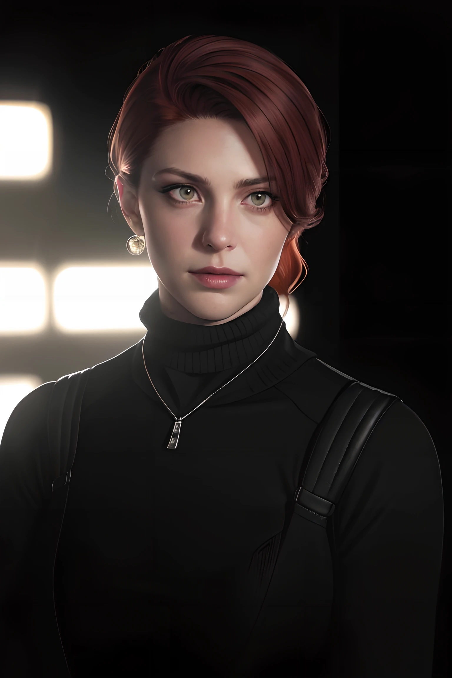 Realistic, realism, photorealism, photo-realistic, high contrast, (photorealistic:1.4), 8k high definition detailed realistic, (best quality, masterpiece:1.2), full bodyshot, photon mapping, radiosity, physically-based rendering, best quality, highly detailed, full bodyshot, 1girl,, looking at the viewer,Dianab, 40 years old, Long auburn hair, Wearing a black turtleneck, stading in a club, neon lights <lyco:GoodHands-beta2:1> <lyco:epiCRealismHelper:.7> epiCRealism <lora:DianaB-000014:.7>