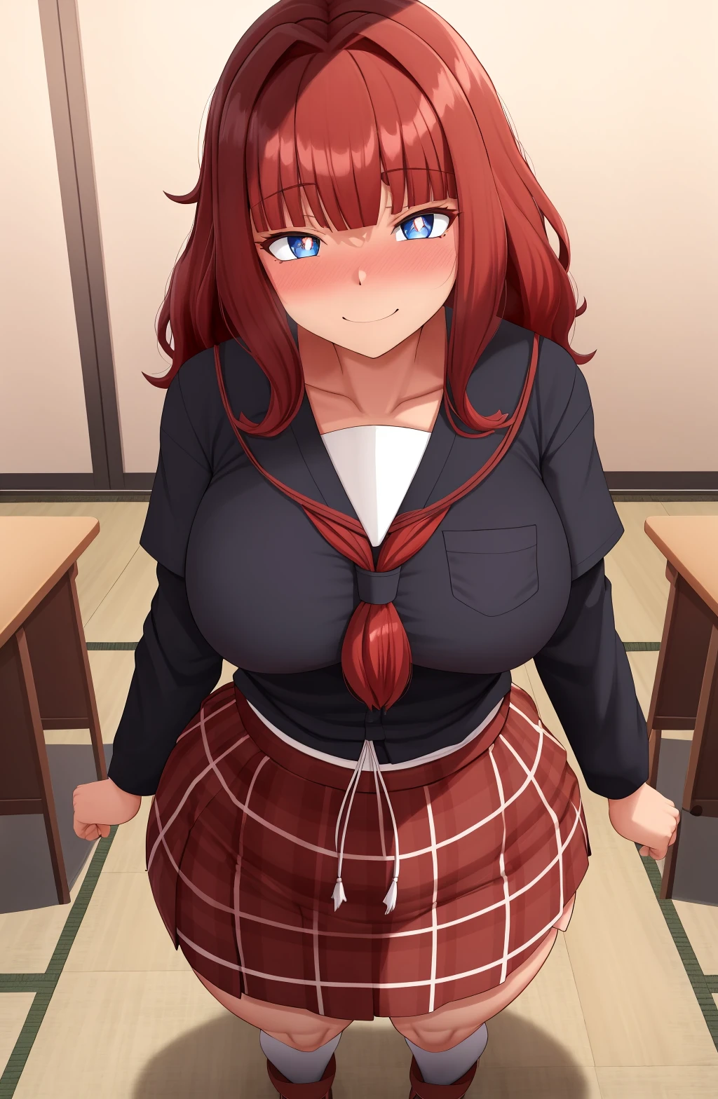 Loves creampie, big sister onee-san, exhibitionist sexy pose, sly smug,  actress face, lifting her skirt thighhigh socks, no underwear no bra no panties licking red lips moaning face, lips lip sticks in focus, sucking her finger red lipsticks, tits and , tongue out, glasses