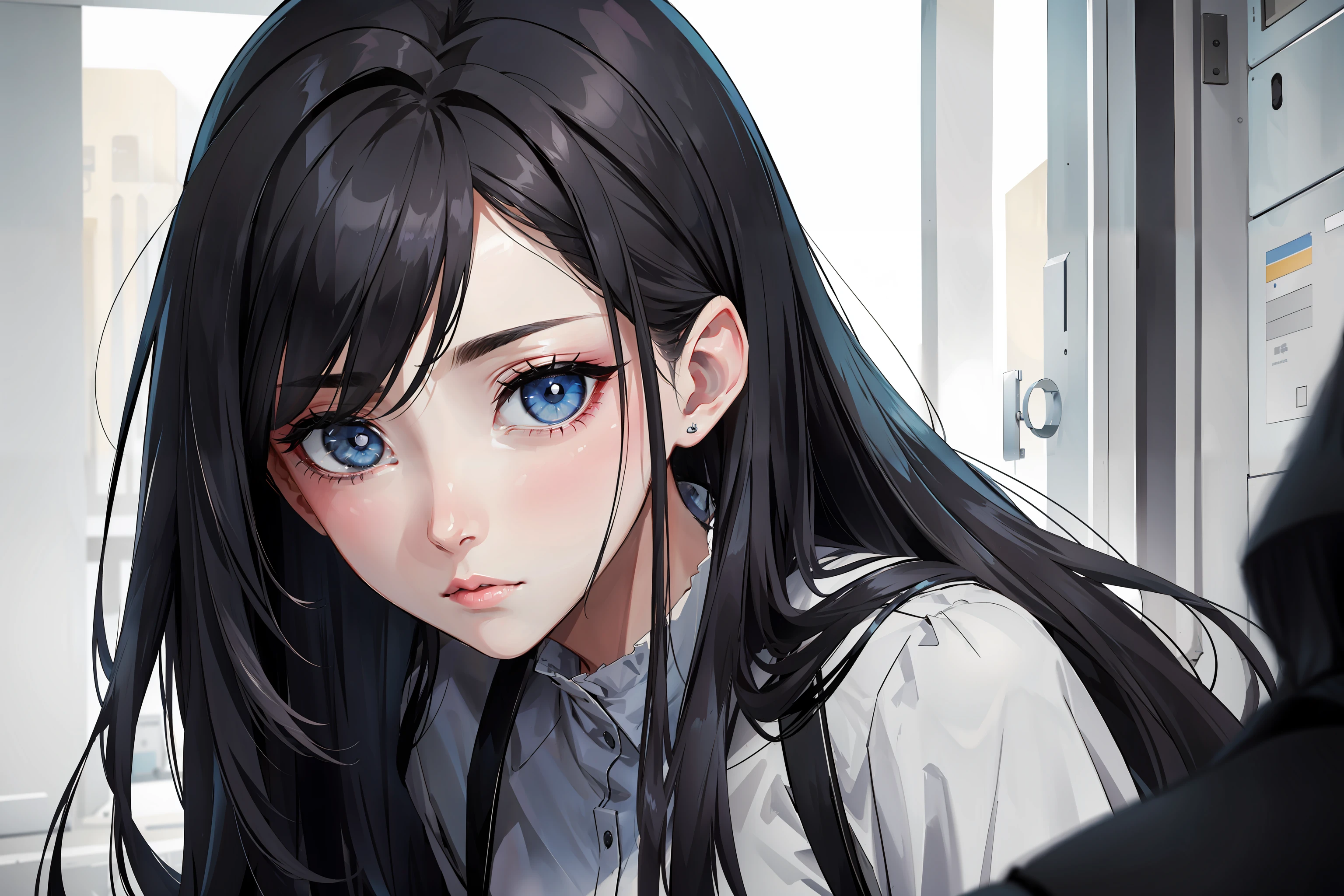 (pov)sexy nurse, beautiful detailed eyes, beautiful detailed lips, extremely detailed eyes and face,(mirror,reflection)horny stare,nurse uniform,lingerie,bright lighting,soft focus,vivid colors,portraits