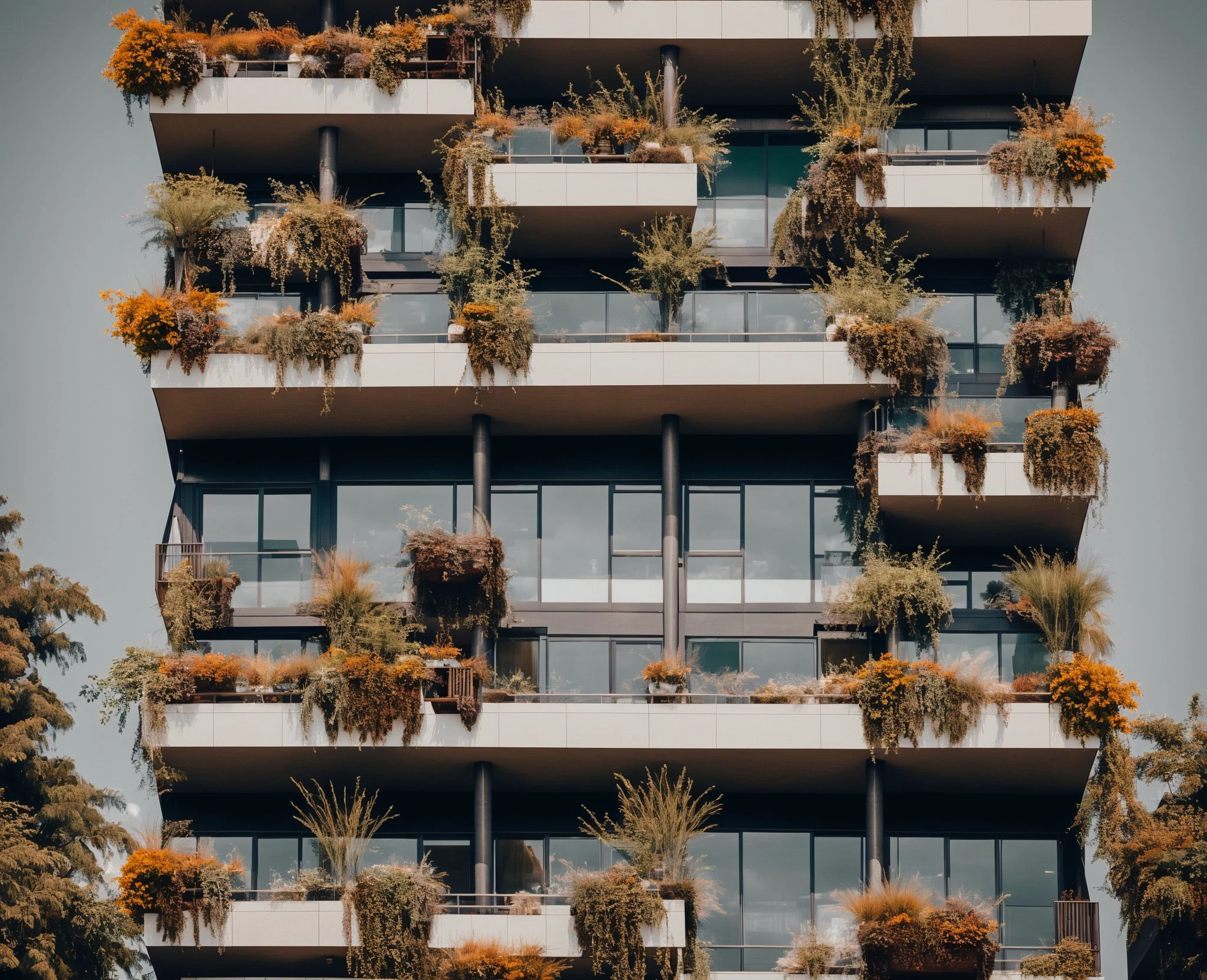 there is a tall building with many balconies on it, a stock photo by Ricardo Bofill, unsplash contest winner, environmental art, vertical gardens, green architecture, organic buildings, <lora:Archiveria_yiu_v30:0.7>