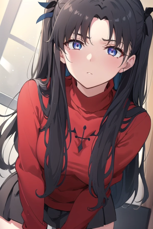 rintohsaka, <lora:rintohsakakyockcho-lora-nochekaiser:1>,
rin tohsaka kyockcho, aqua eyes, (black hair:1.5), hair ribbon, long hair, ribbon, sidelocks, two side up, (parted bangs:1.5),
BREAK black skirt, black thighhighs, long sleeves, miniskirt, pleated skirt, (red sweater:1.5), skirt, sweater, thighhighs, turtleneck,
BREAK indoors, classroom,
BREAK looking at viewer, (cowboy shot:1.5)
BREAK <lyco:GoodHands-beta2:1>, (masterpiece:1.2), best quality, high resolution, unity 8k wallpaper, (illustration:0.8), (beautiful detailed eyes:1.6), extremely detailed face, perfect lighting, extremely detailed CG, (perfect hands, perfect anatomy),