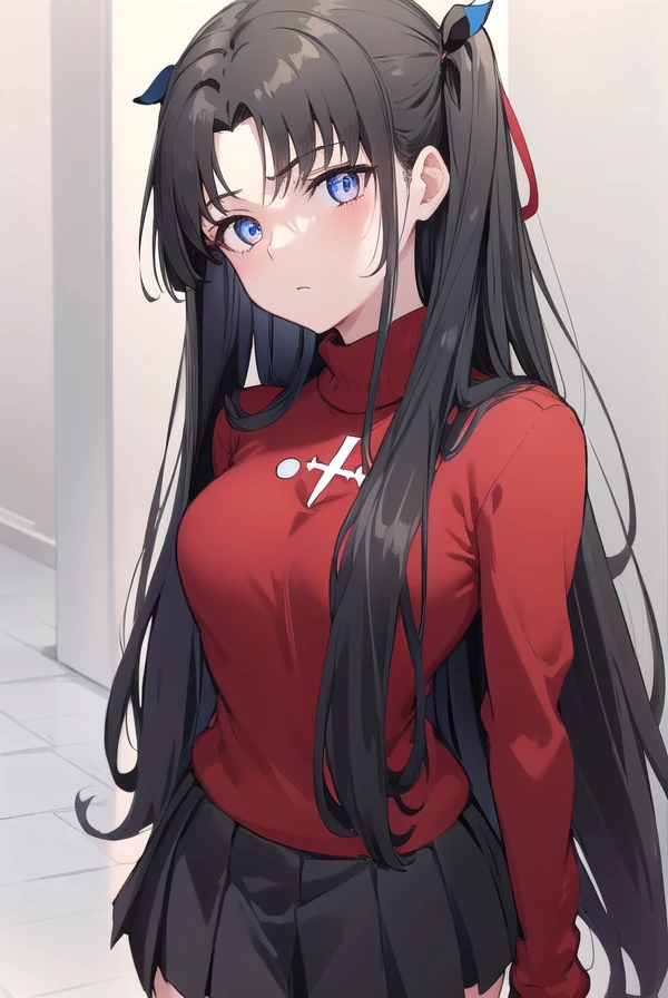 rintohsaka, <lora:rintohsakakyockcho-lora-nochekaiser:1>,
rin tohsaka kyockcho, aqua eyes, (black hair:1.5), hair ribbon, long hair, ribbon, sidelocks, two side up, (parted bangs:1.5),
BREAK black skirt, black thighhighs, long sleeves, miniskirt, pleated skirt, (red sweater:1.5), skirt, sweater, thighhighs, turtleneck,
BREAK indoors, classroom,
BREAK looking at viewer, (cowboy shot:1.5)
BREAK <lyco:GoodHands-beta2:1>, (masterpiece:1.2), best quality, high resolution, unity 8k wallpaper, (illustration:0.8), (beautiful detailed eyes:1.6), extremely detailed face, perfect lighting, extremely detailed CG, (perfect hands, perfect anatomy),